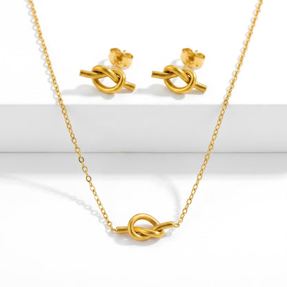 Minimal Gold Knot Jewellery Set | Stainless Steel