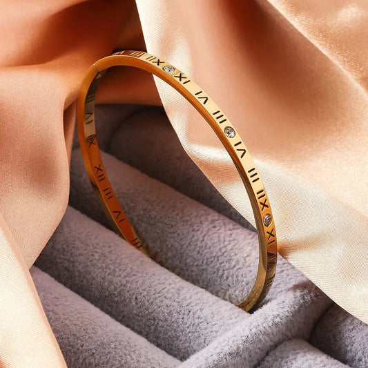 Roman Numeral Stainless Steel Bangle
