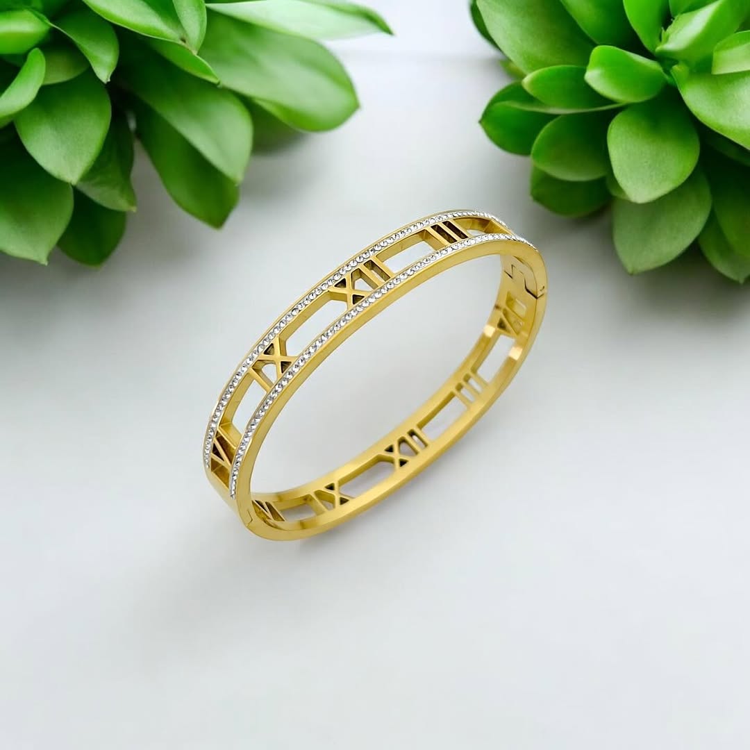 Roman Rhinestone Open Bangle