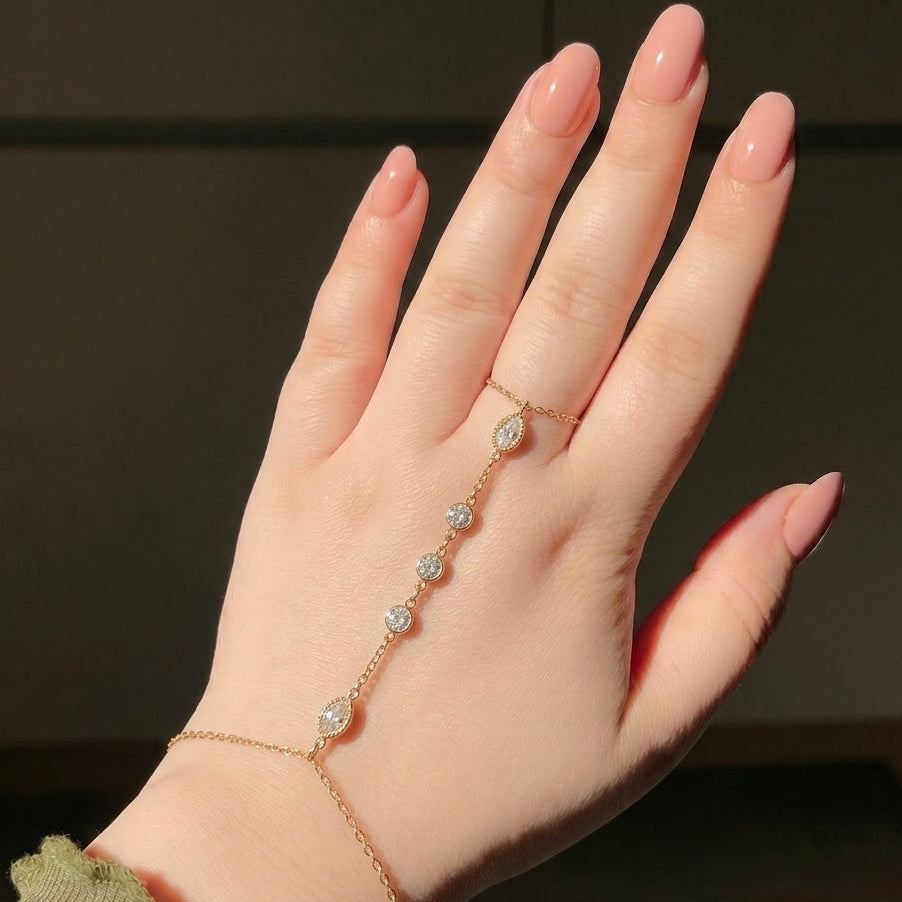 White Zircon Hand Chain | Stainless Steel