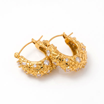 Zircon Crosshatch Hoop Earrings