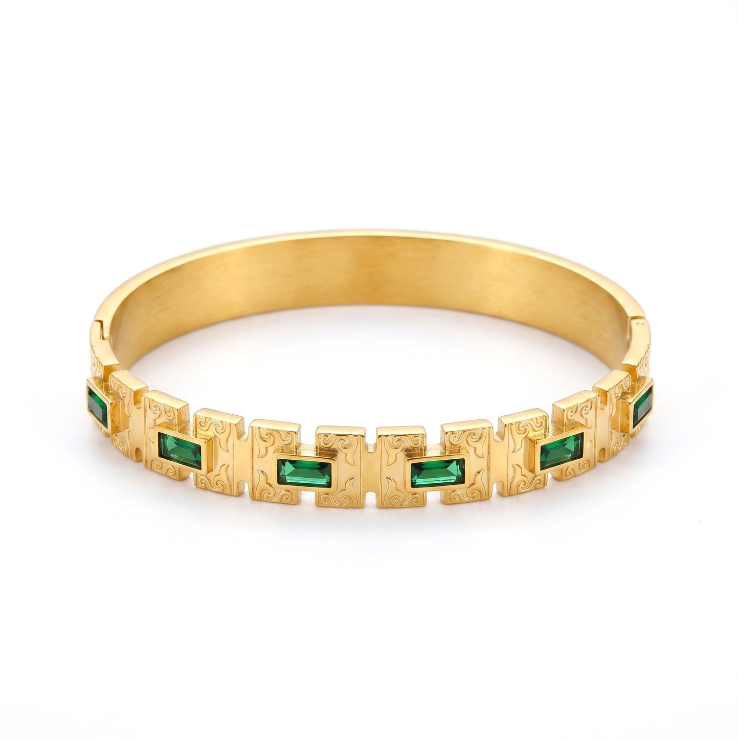 Cleopatra Green  Stone  Bangle | Stainless Steel