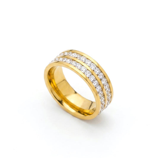 Dual Crystal Band Ring
