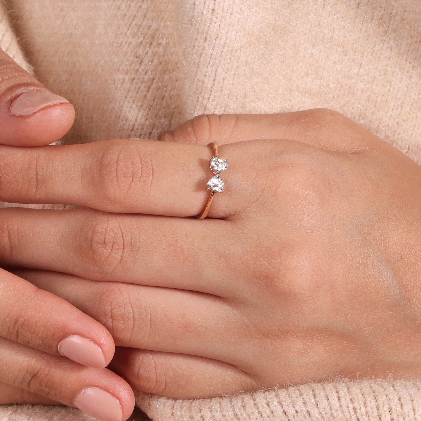 Diamond Heart Adjustable Ring