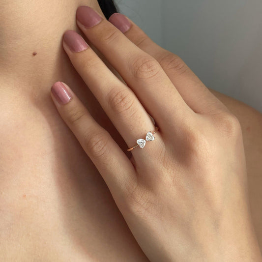 Diamond Heart Adjustable Ring