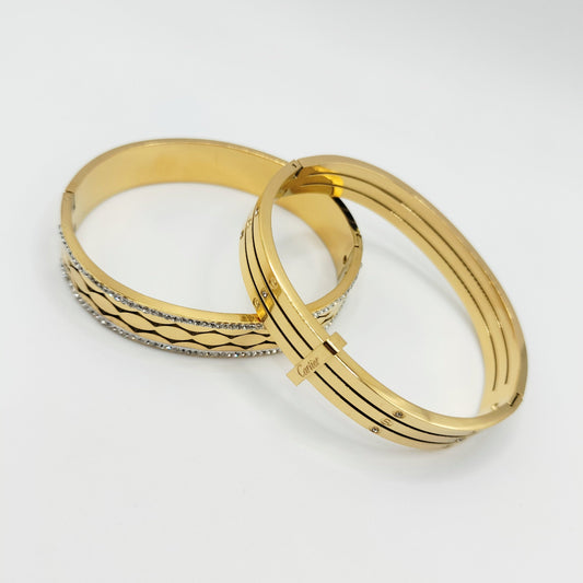 SET OF 2 PREMIER STAINLESS STEEL BANGLES