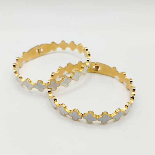 WHITE CLOVER BANGLE DUO SET