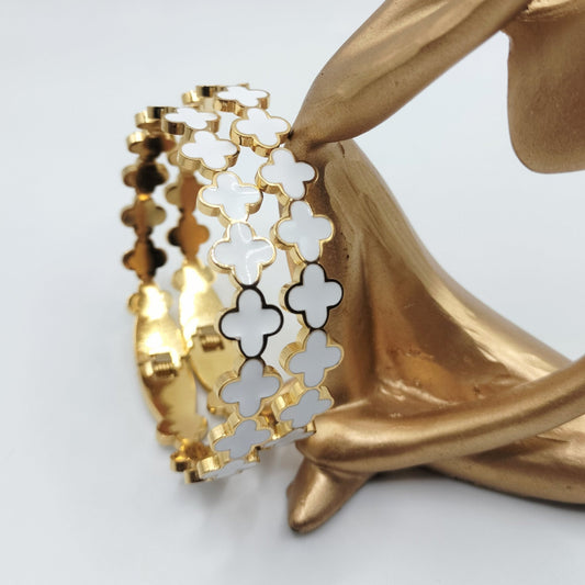 WHITE CLOVER BANGLE DUO SET