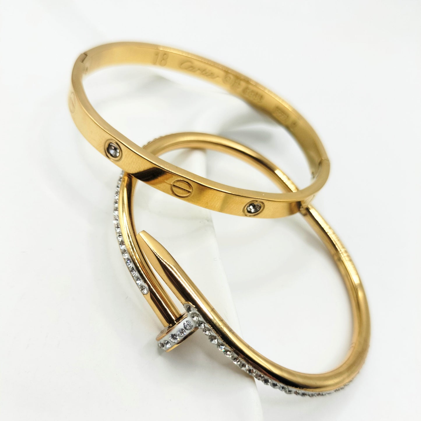 Diamond Nail And Love Bangle Set