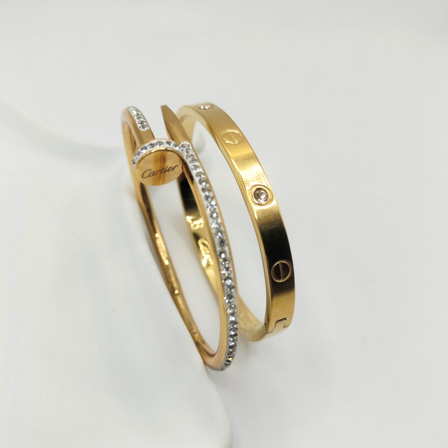 Diamond Nail And Love Bangle Set