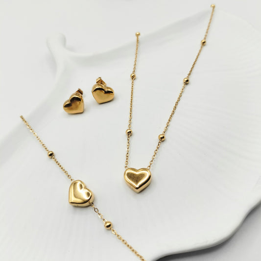 Minimal Heart Set- Stainless Steel - Anti Tarnishing