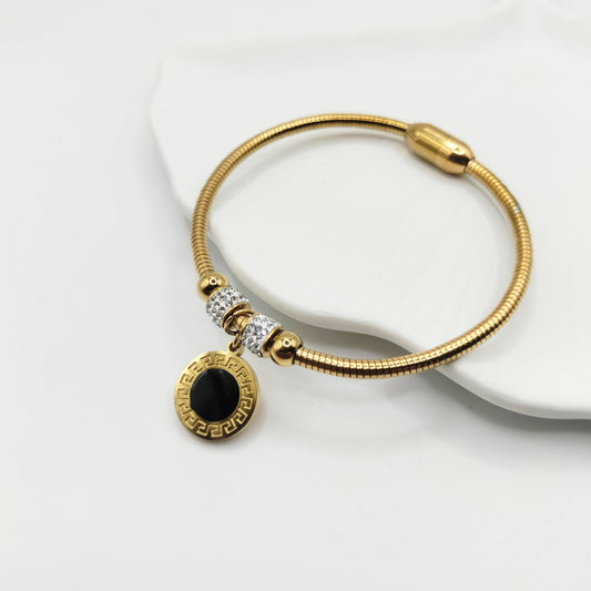 Stainless Steel Magnetic Clasp Round Zircon