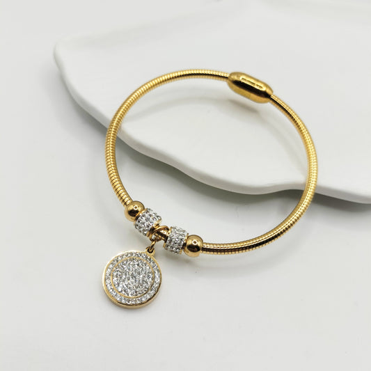 Stainless Steel Magnetic Clasp Round Zircon Set