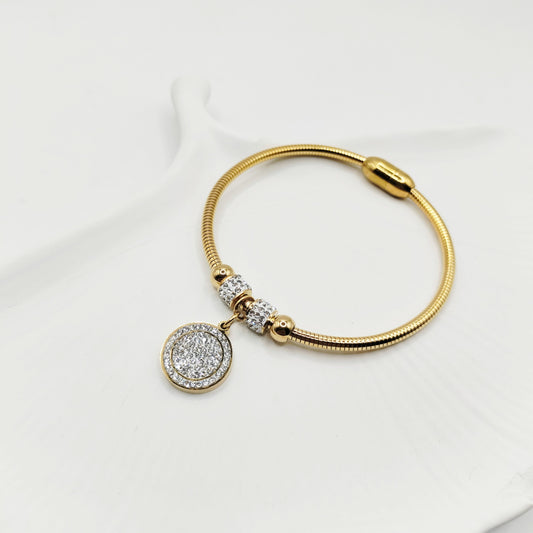Stainless Steel Magnetic Clasp Round Zircon Set