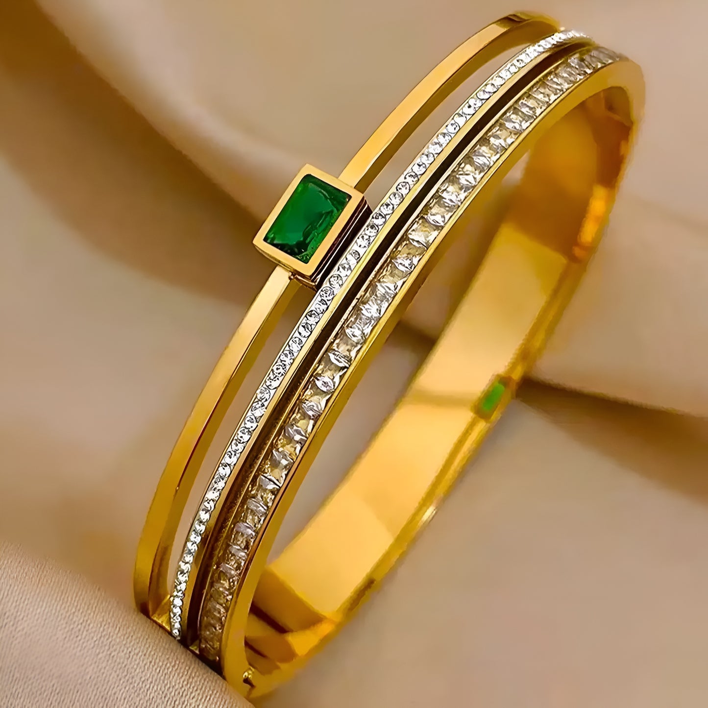 Green Rhinestone Bangle