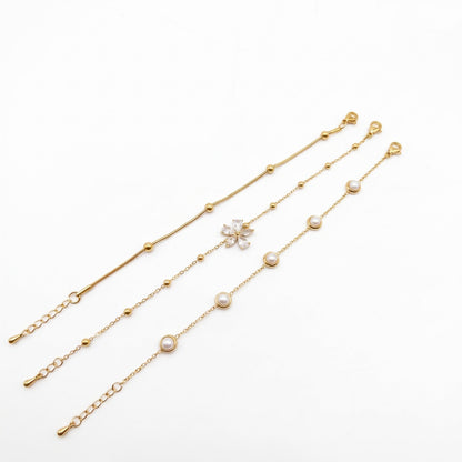 Elegant Pearl & Daisy Charm Bracelet Set