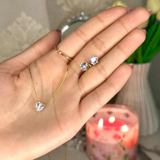 Heart Dimond Set - Stainless Steel - Anti Tarnishing