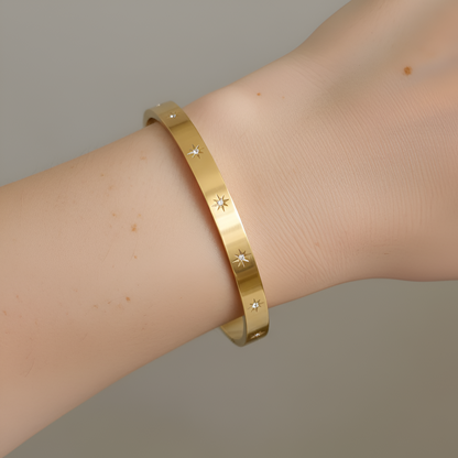 Diamond Star Cuff Bangle-Adjustable