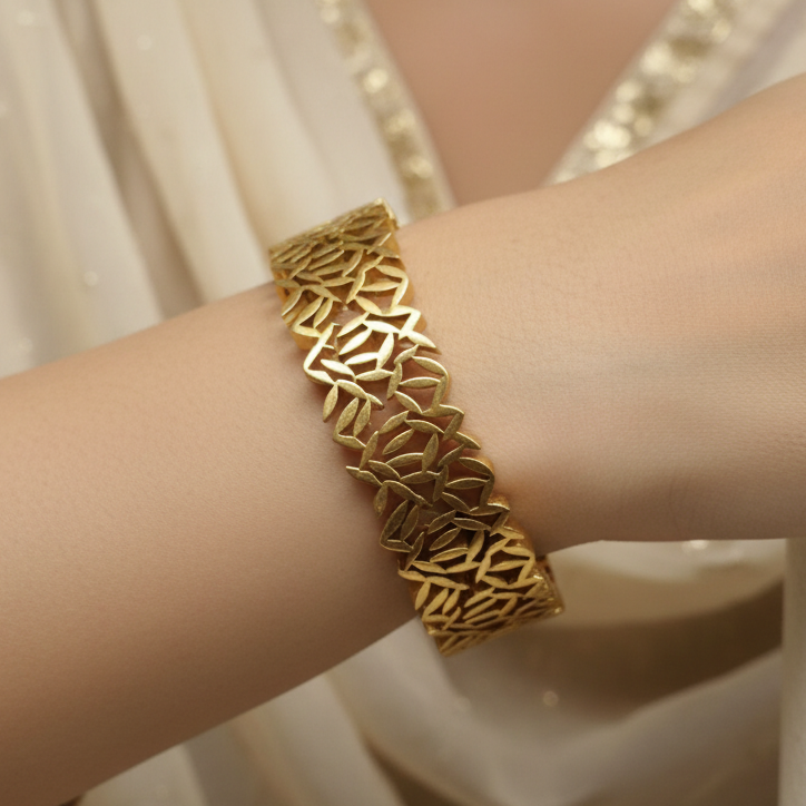 Hollow Leaf Bangle | Stainless Steel