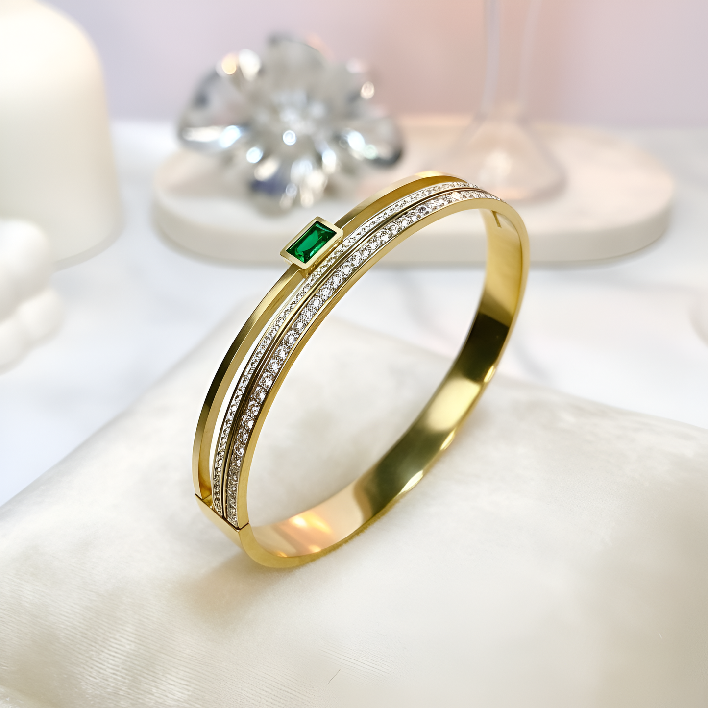 Green Rhinestone Bangle