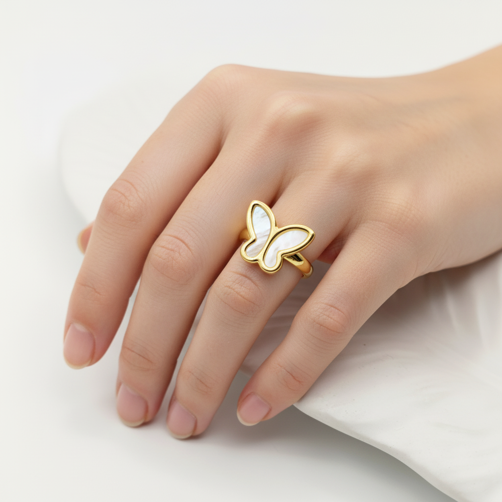 Pearlescent Butterfly Ring