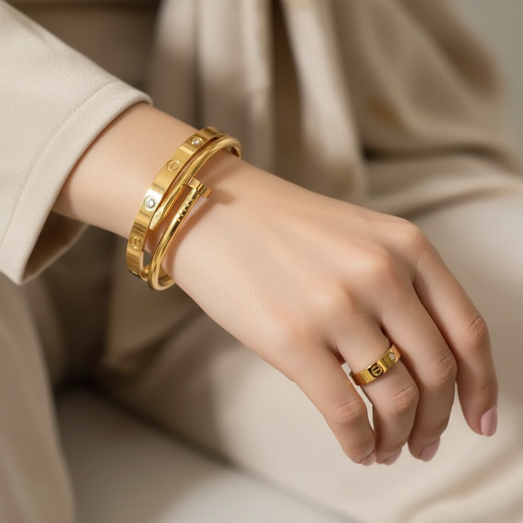 Nail Bangle,Cartier Bangle & Ring Stack
