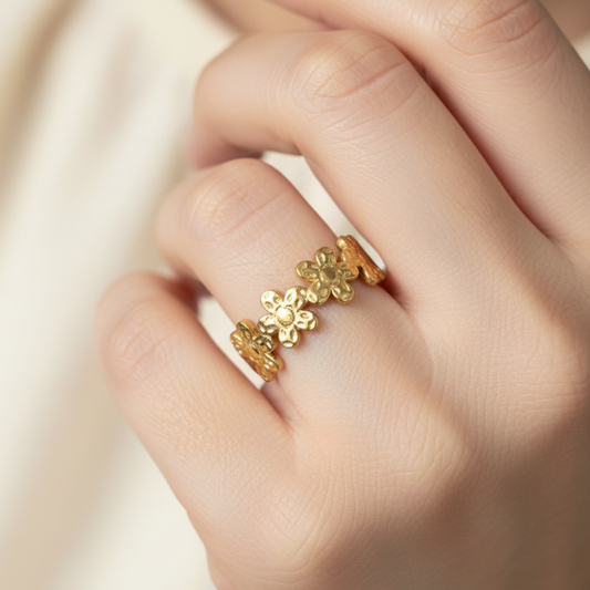 Hippie Flower Stainless Steel Ring