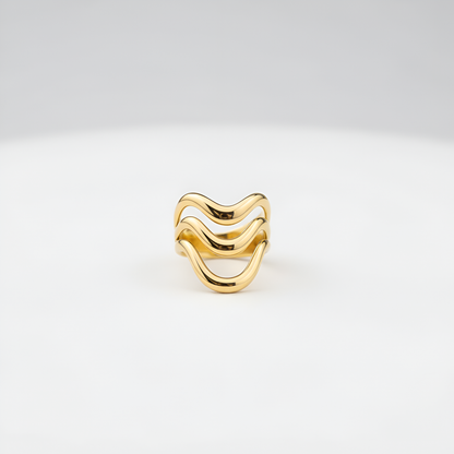 Wavy Stainless Steel Adjustable Ring