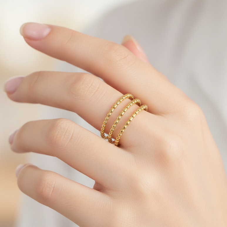 Three Layer Beaded Ring