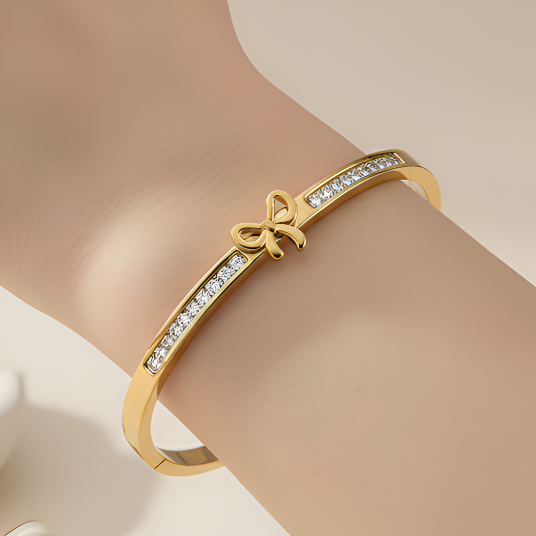 Stone-Studded Ribbon Handcuff