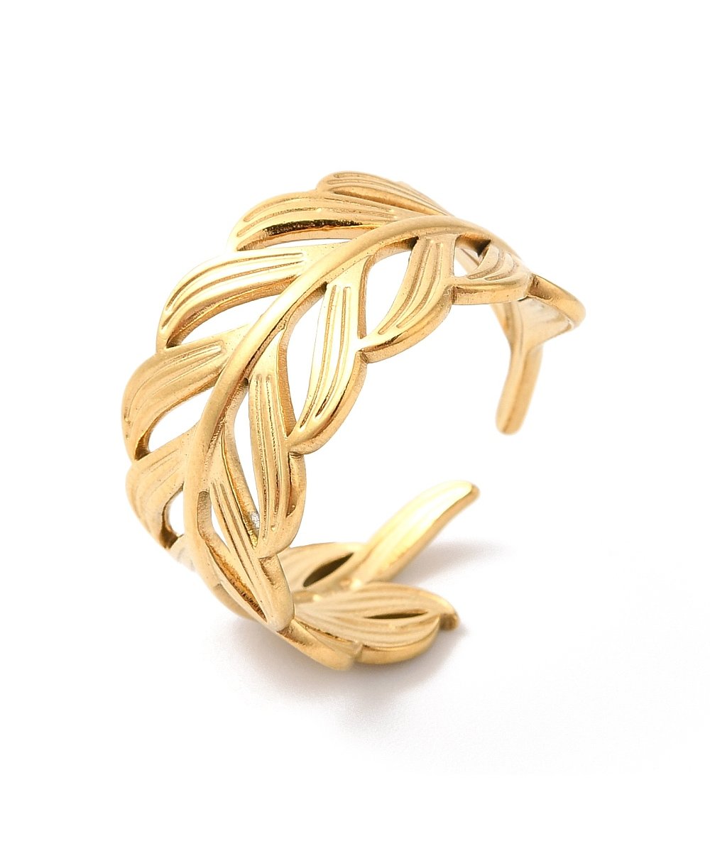 Adjustable Hollow Leaf Ring