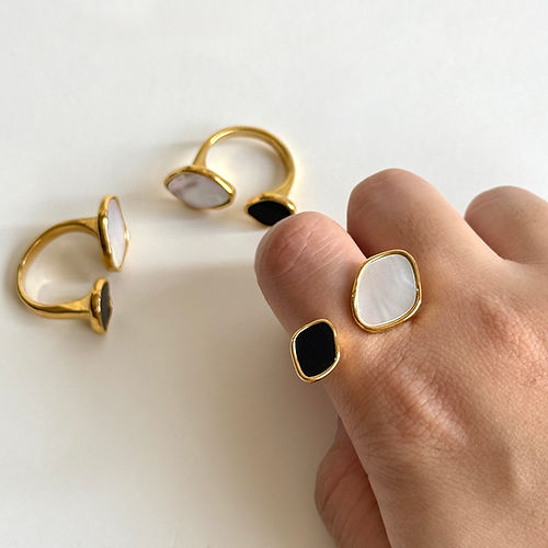 Acrylic Shell Stainless Steel Ring