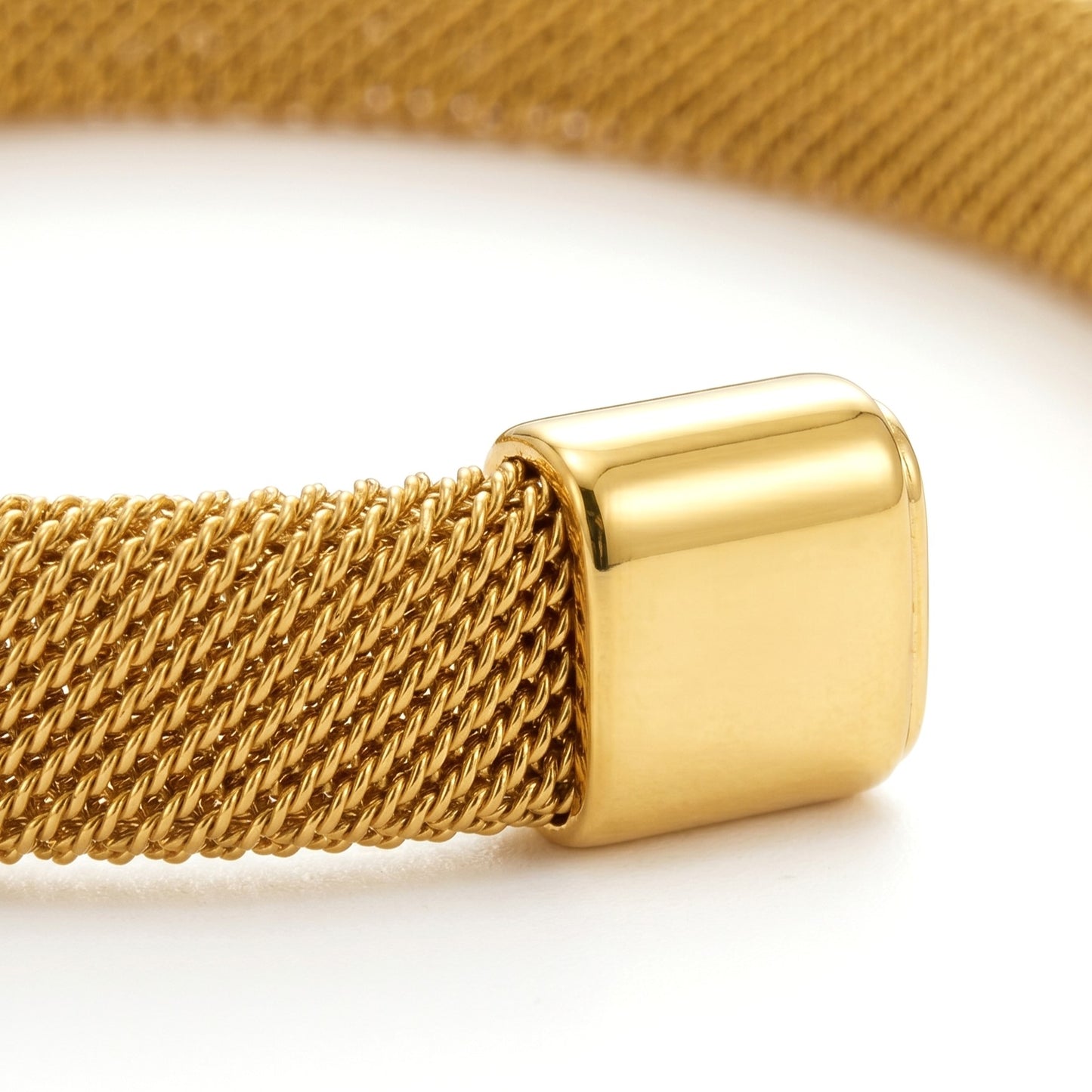 Comfortable Mesh C-Shaped Cuff - Stainless Steel