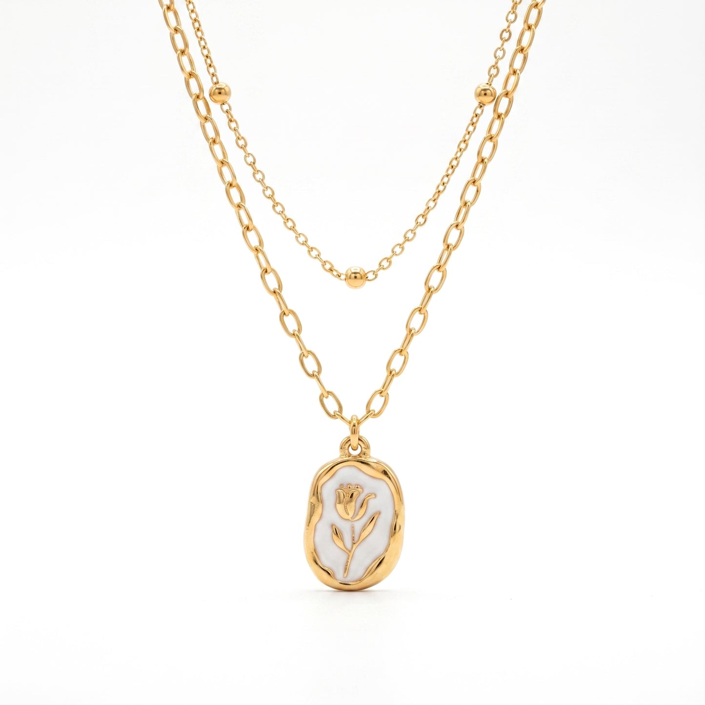 Vintage Rose Necklace - Stainless Steel