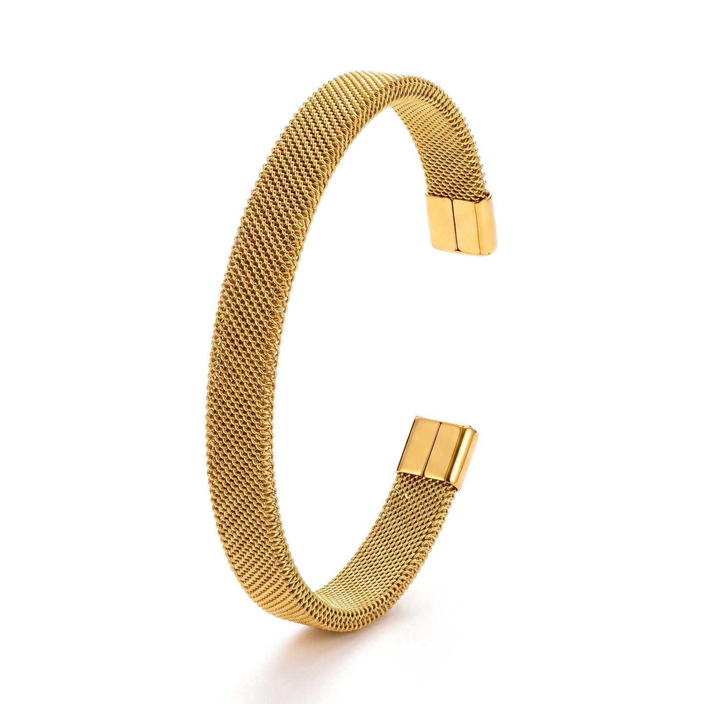 Comfortable Mesh C-Shaped Cuff - Stainless Steel