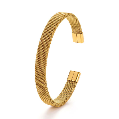Comfortable Mesh C-Shaped Cuff - Stainless Steel