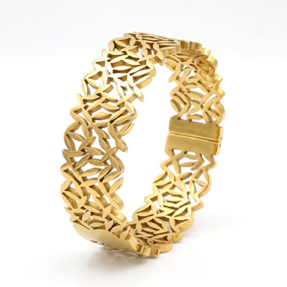 Hollow Leaf Bangle | Stainless Steel