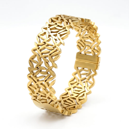 Hollow Leaf Bangle | Stainless Steel