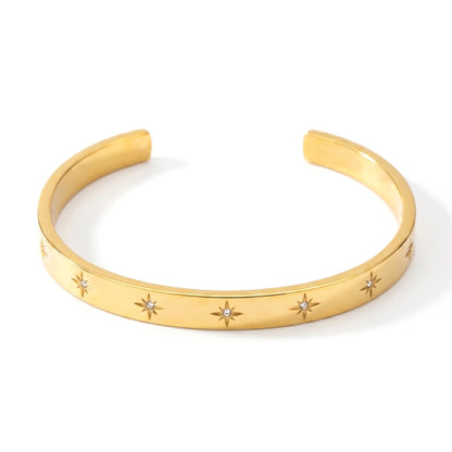 Diamond Star Cuff Bangle-Adjustable