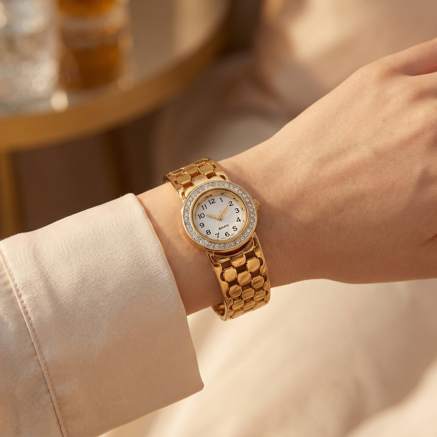 Luxury Gold-Plated Real Bangle Watch - Stainless Steel