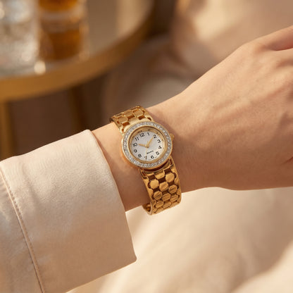 Luxury Gold-Plated Real Bangle Watch - Stainless Steel