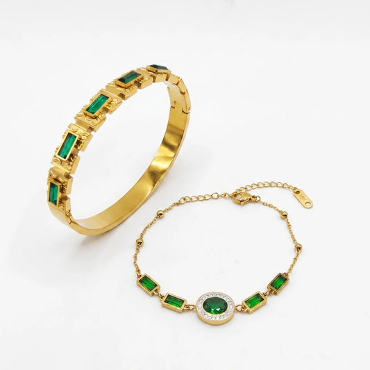 Deal Box Emerald Green Bracelet & Bangle Set