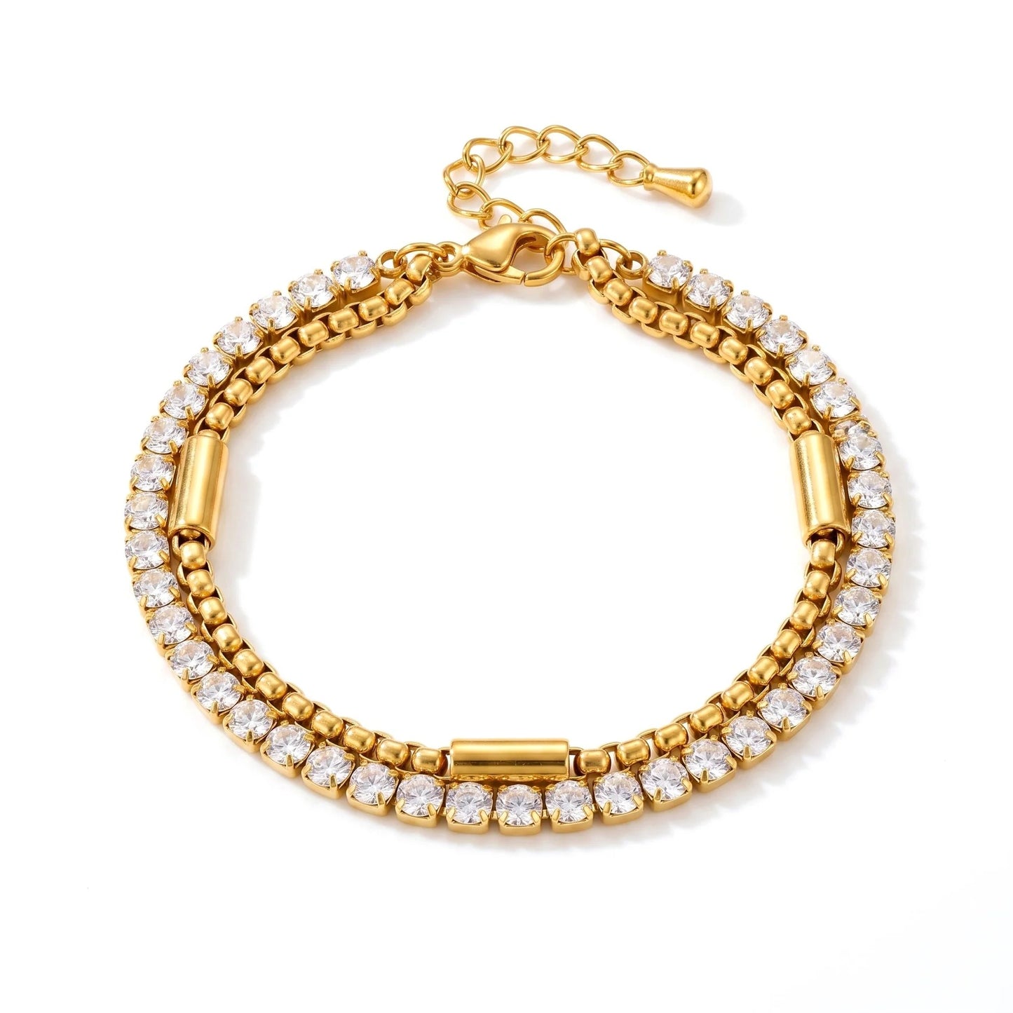 Triple Layer Beaded & Crystal Tennis Bracelet Combo