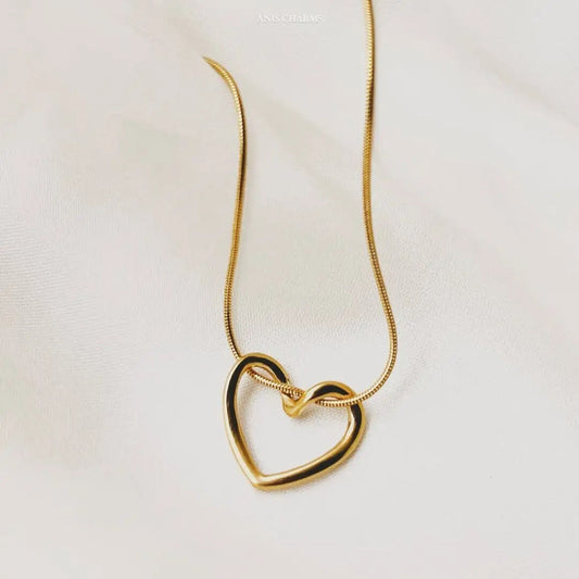 Golden Heart Knot Necklace