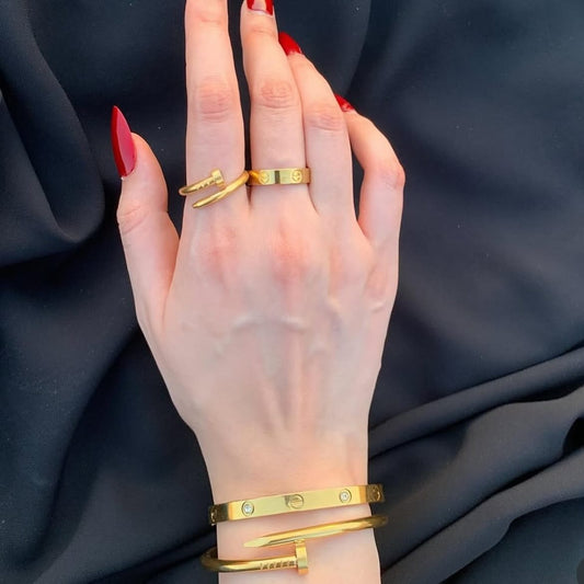 Diamond Love Bracelets And Rings Set