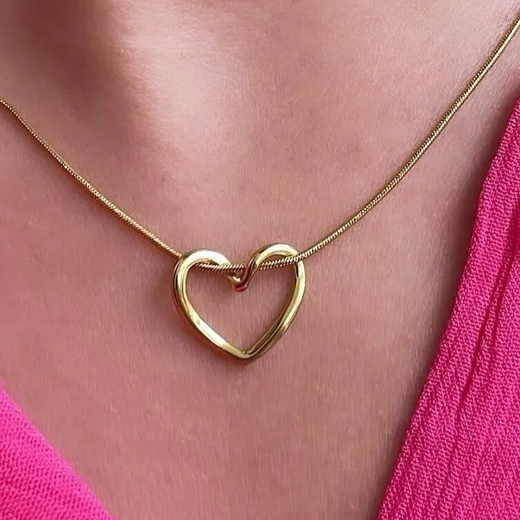 Golden Heart Knot Necklace