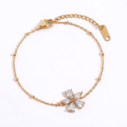 Sparkling Zircon Flower Bracelet
