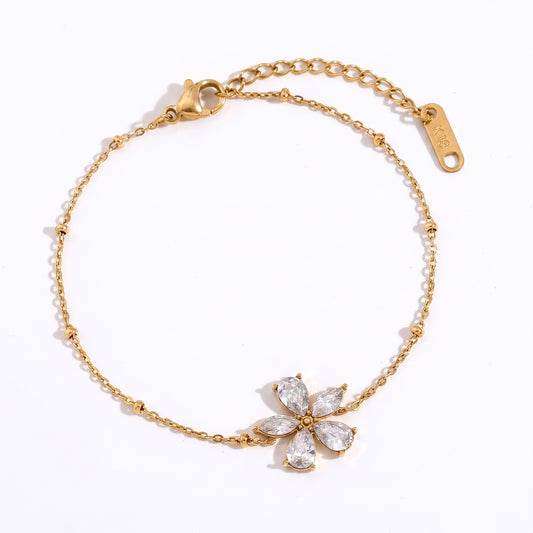 Sparkling Zircon Flower Bracelet