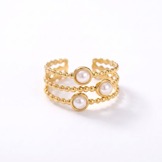 Camellia Pearl Ring - Adjustable