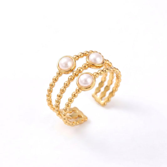 Camellia Pearl Ring - Adjustable